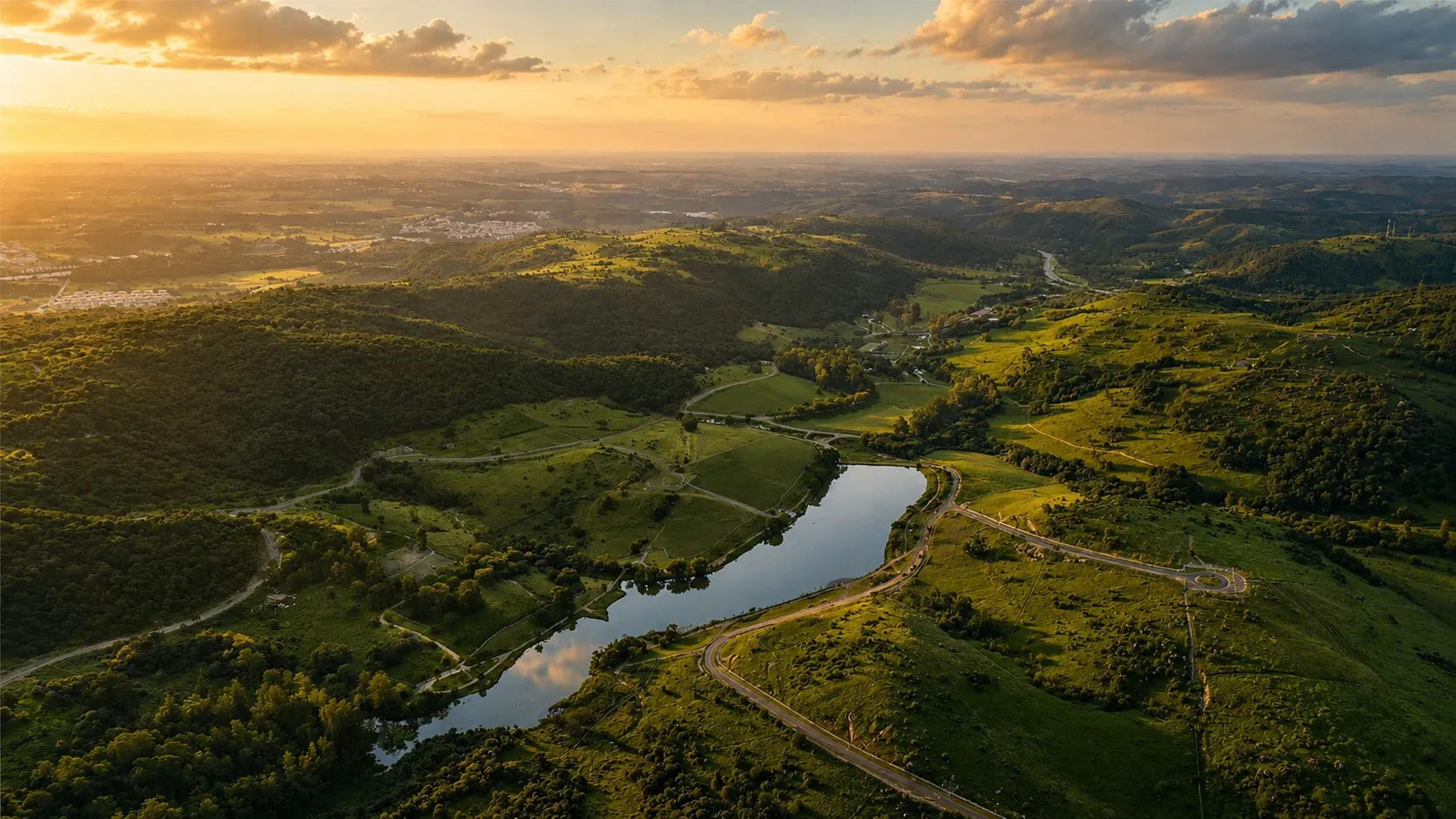 O vale preservado do Haras La Estancia sob a luz dourada do fim da tarde